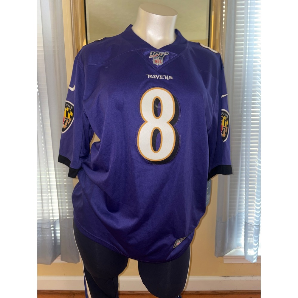Nike Baltimore Ravens Lamar Jackson #8 NFL 100th Season Jersey Mens XL Purple